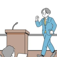 異業種交流会の登壇イメージのイラスト