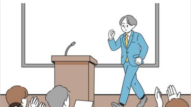 異業種交流会の登壇イメージのイラスト